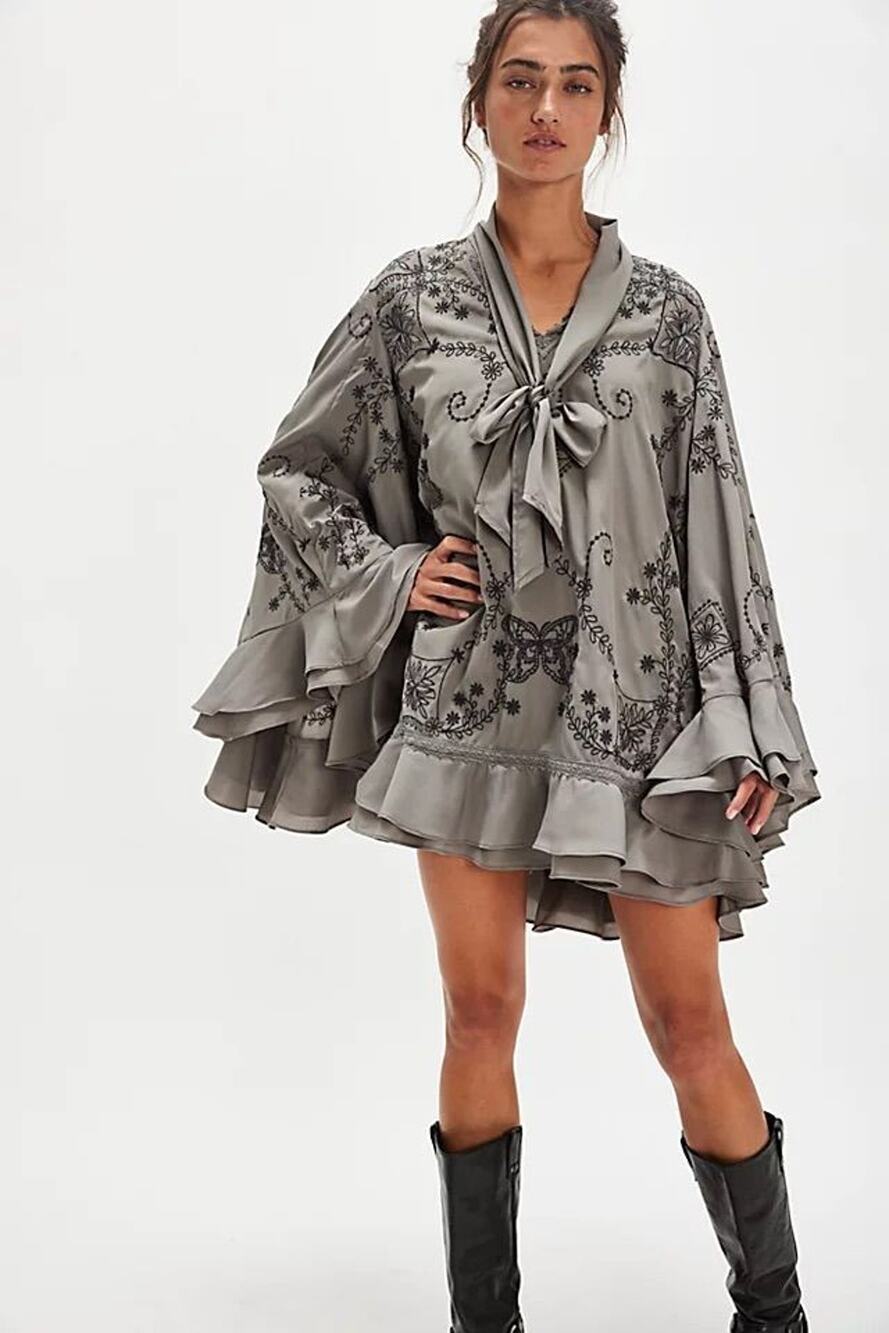 Free People x Bali September Summer Mini Dress Charcoal XS